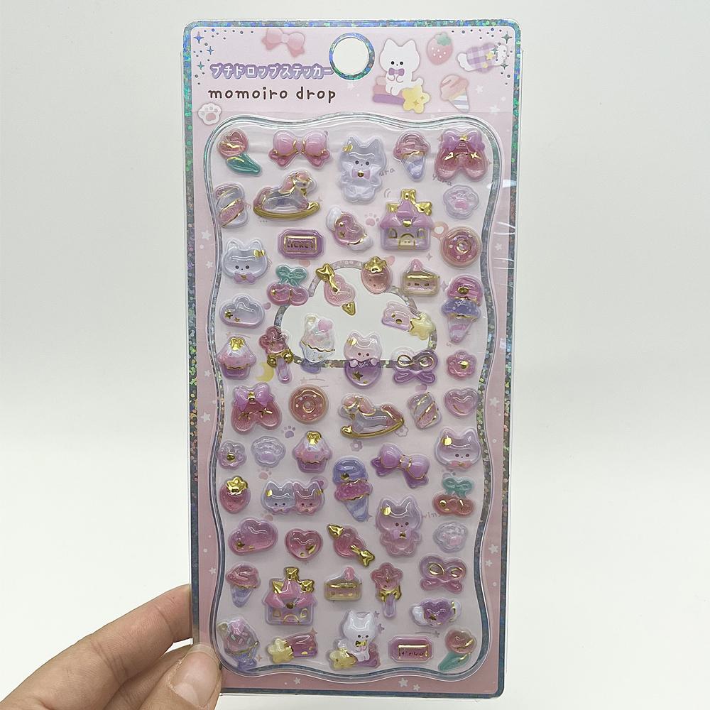 Latest Animation Water Drop 3D Ease Crystal Stickers Cute Refrigerator Sticker Handbooks Decoration Creativity Reward Plaything