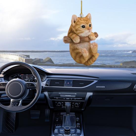 1/6 Buc. Pandantiv Auto Design Pisică Acrilic Decorațiune Agățată cu Șnur Pisoi Accesoriu Agățat Oglindă Retrovizoare Auto