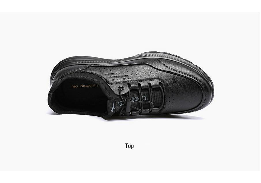 Red Dragonfly Men's Waterproof Leather Sneakers: Autumn Casual, Non-Slip, Soft Sole Travel Shoes