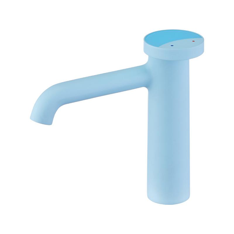 

Посмішка Рожевий Білий Хром Змішувач для раковини з латуні, встановлений на стільницю, для гарячої та холодної води, кран для кухонної раковини, для ванної кімнати G1/2 синій