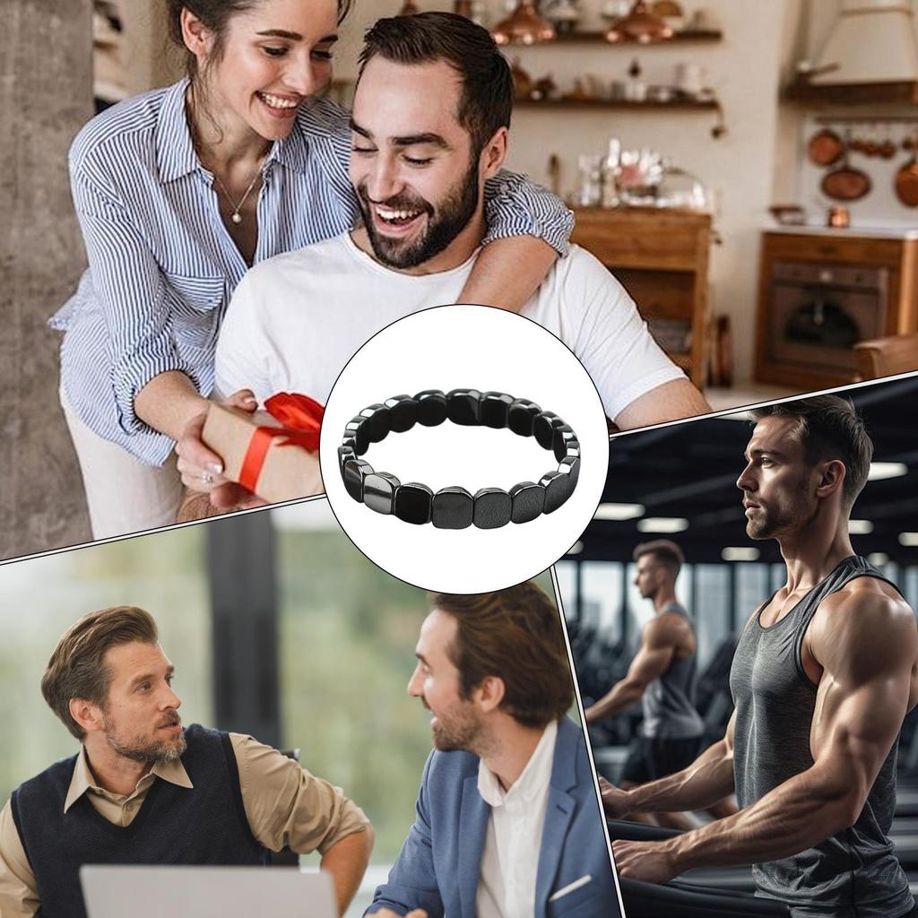 19cm Hematite Bracelet  Fashionable Natural Hematite Stone Bracelet for Men for Father Husband Boyfriend Jewelry Gifts Wristband