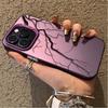 Luxury Lightning Graphic Matte Hard Case for iPhone 16 15 14 13 12 11 Pro Max XS X XR 8 7 Plus  Shockproof Plating Cover