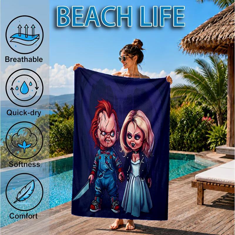 Chucky And Tiffany's Wedding Beach Towel, Microfiber Beach Towel, Perfect For Pool, Beach, Travel, Home Decor Beach Party Fan Gifts
