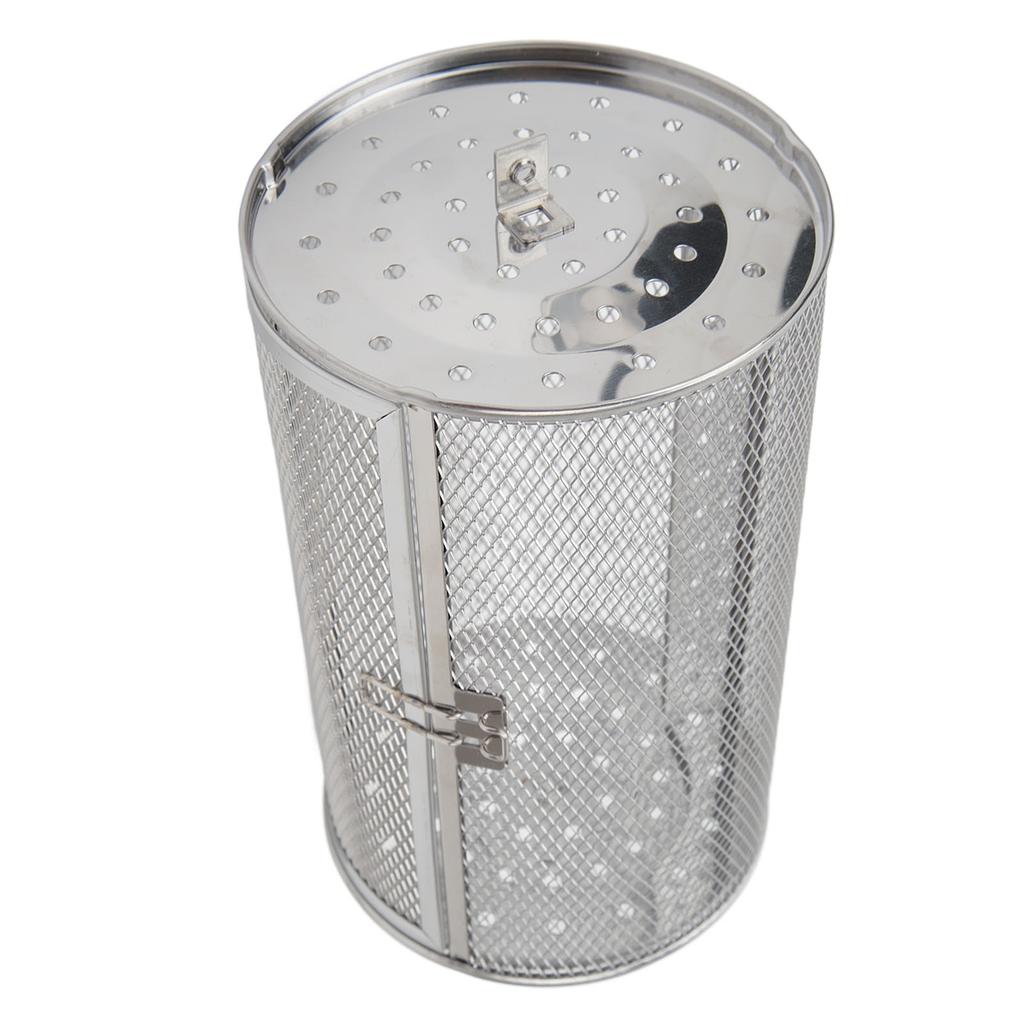 Rolling Grilling Basket Stainless Steel BBQ Rolling Basket Fork Wire Mesh Cylinder Grill Basket for