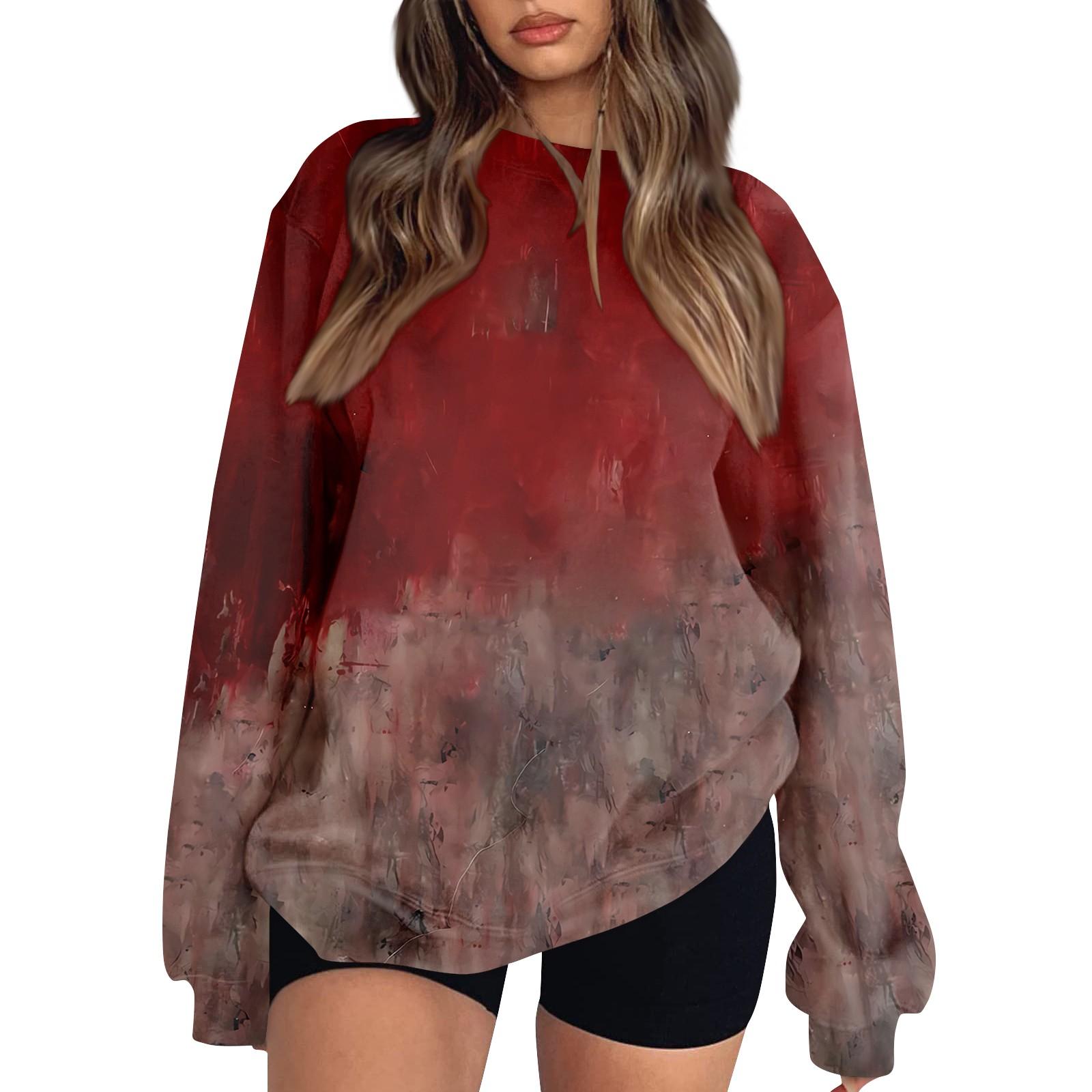 

Женский модный повседневный свитшот с длинным рукавом и принтом на Хэллоуин XXL шафрановый