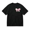 Women's Comfy Classic T-Shirt Delicate Ribbon Art Design Black Cotton Tee Summer