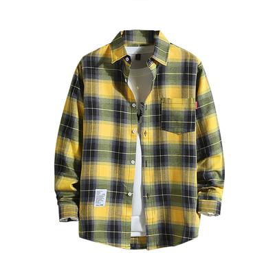 Fashion Loose Men's Plaid Shirt Fresh College Style Design Blouses Long Sleeve Casual  Checked Clothes