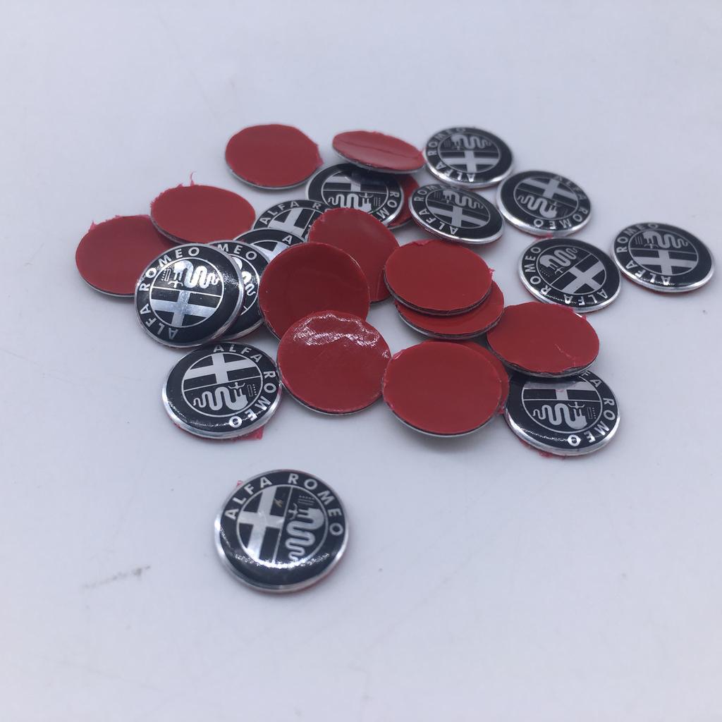 BQVLT1 2pcs11mm 14mm 15mm ForAlfa Romeo 159 147 156 Giulietta GT Aluminium Car Key Emblem StickersMito Brera Giulia F1 Stelvio Volante