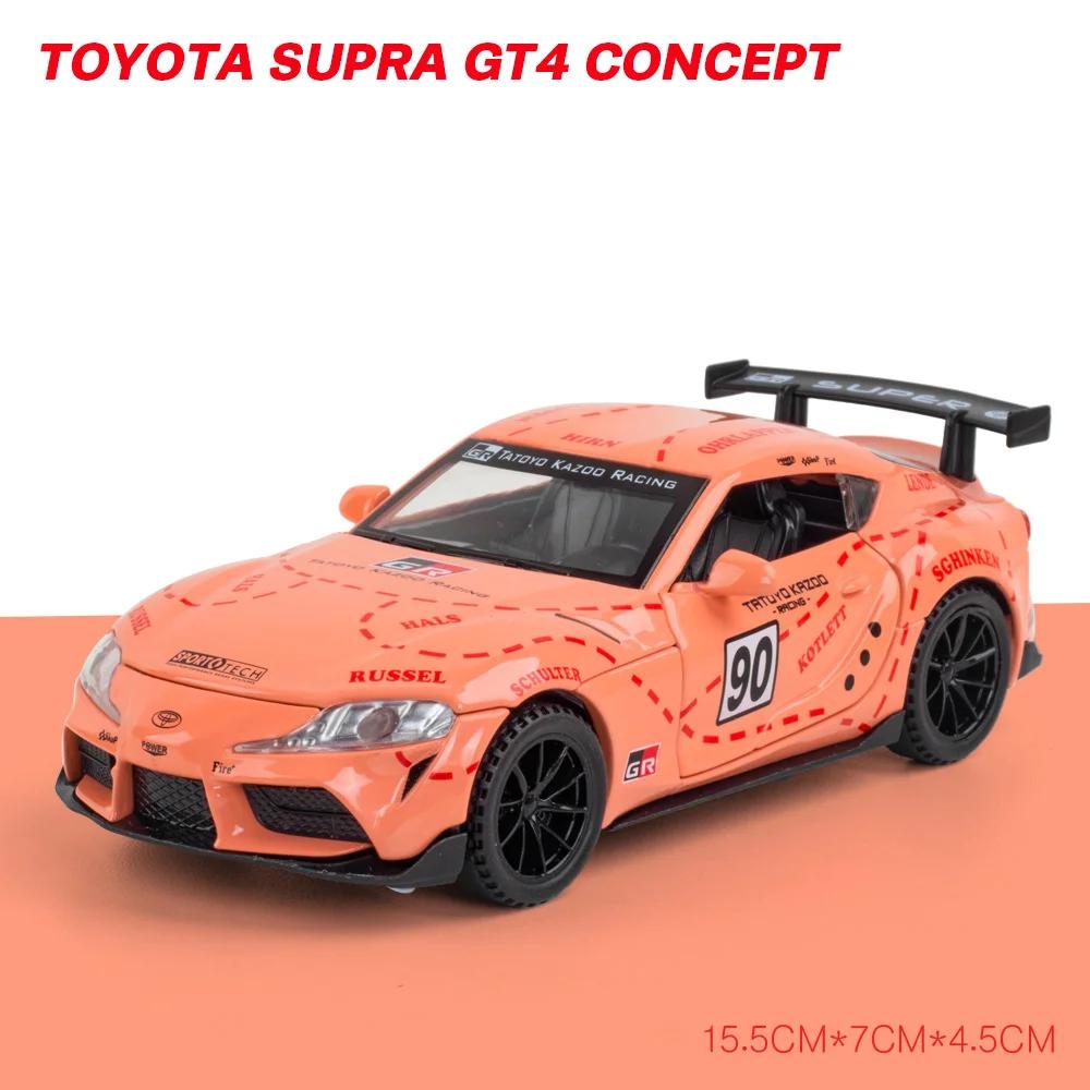 DYMNQM1 1/32 TOYOTA SUPRA GT4 Diecast Alloy Car Model Racing Car Metal Simulation Vehicles With Loght And Sound For Boy Children Gifts