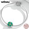 WOSTU 925 Sterling Silver Lucky Clover Pendant Fit Original Bracelet Necklace DIY Jewelry