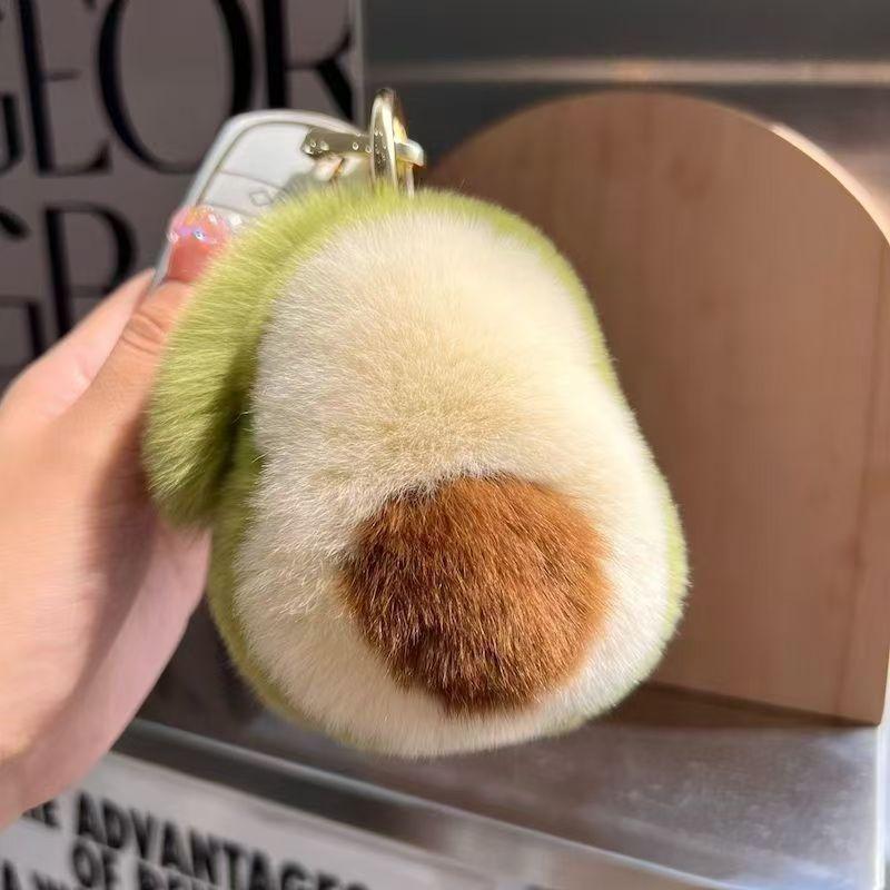 Kawaii Fluffy Persimmon Peach Plush Keychain Soft Stuffed Fruit Pendant for Backpack Bag Decor Girlfriend Gift