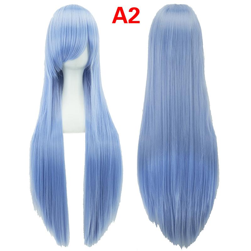 Uniwersalna Syntetyczna Kolorowa Długa Prosta Peruka Cosplay Naturalna 80Cm Przedłużenia Włosów Lolita Maskarada Fryzura