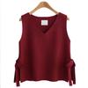 Autumn and Winter Knitted Siping Lace-up Vest, V-neck Pullover Vest, Loose Outer Sleeveless Sweater Waistcoat
