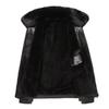 Men Coat Faux Fur Lapel Long Sleeve Faux Leather Jacket Thickened