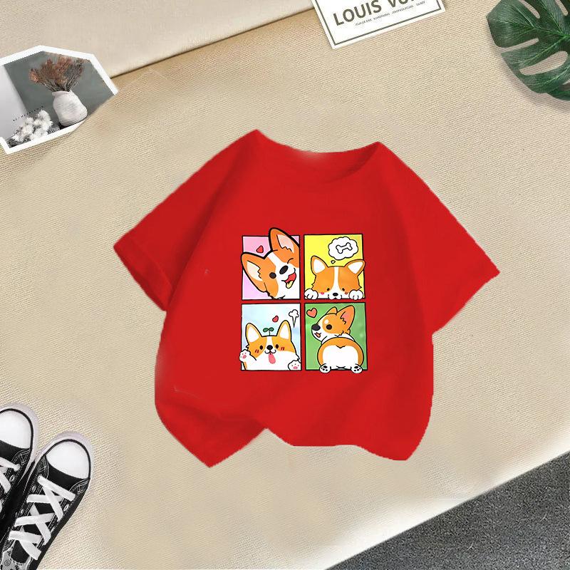 Kinder T-Shirt Niedliche Tiere Gedruckt Kinder 100% Baumwolle Oberteile 2-13J Locker Geschnitten Lässig O-Ausschnitt Kurzarm T-Shirt