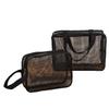 Portable Black Leak-Proof Mesh Bag for Bath, Gym, and Storage - Unisex Shower and Makeup Toiletries Bag