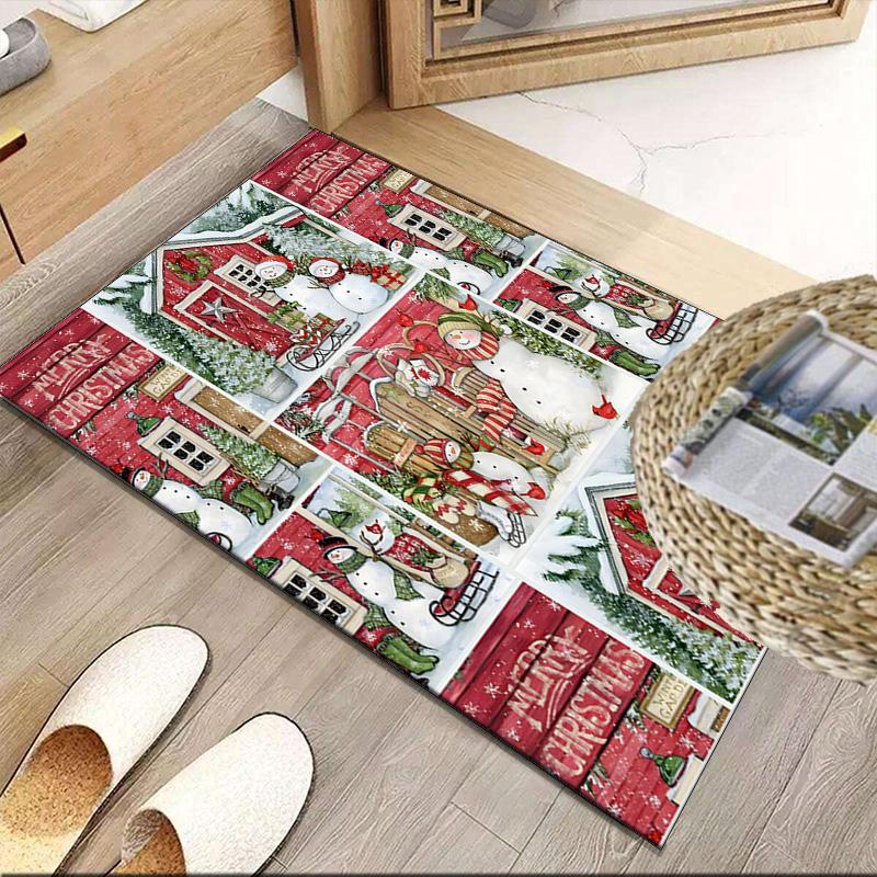Santa Snowman Friendship  Carpet, Kitchen Rugs, Yoga Mat, Non-Slip Mats, Rug for Bathroom, Living Room bedroom, Camping Rugs Christmas Gift