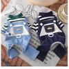 Pet clothes can lead dogs Classic striped denim overalls Autumn and winter models dog costume