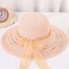 Summer New Women's Versatile Sunshade Hat Sunscreen UV Foldable Large Brimmed Grass Hat Bow Sun Hat Beach