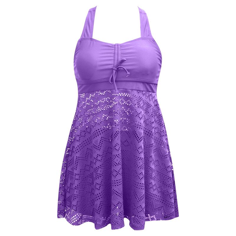 Plus Size Two Pieces Swimsuits Swimwear Women Soild Color Summer Bathing Suits Tankini Beachwear Bikini Swimdress