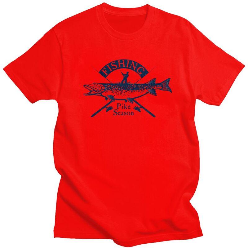 Custom Pike Fishing T Shirt Men Short Sleeves Pure Cotton Tshirt Fisherman Fish Tees Streetwear Tshirts