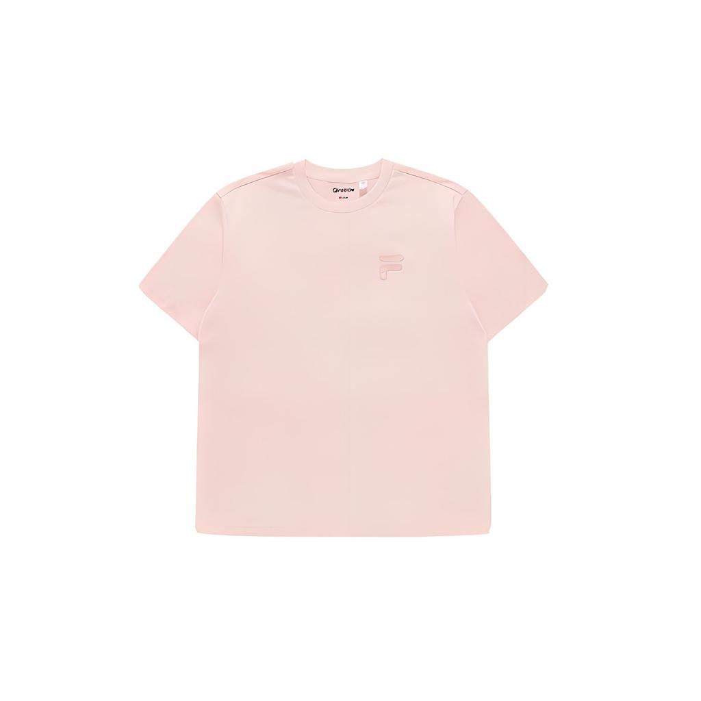 Fila Fusion Dopamine Colorful Round Neck Pullover Soft Comfortable Casual Breathable Short Sleeve T-Shirt Unisex T-Shirt Rainbow-Pink T11U423106FPK