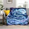 1PC Custom Name Ethereal Dragon Moonlit Night outdooor Flannel blankets Throw Blanket All-Season Throw Gift Bedspread for Couch, Bed, Camping Holiday 