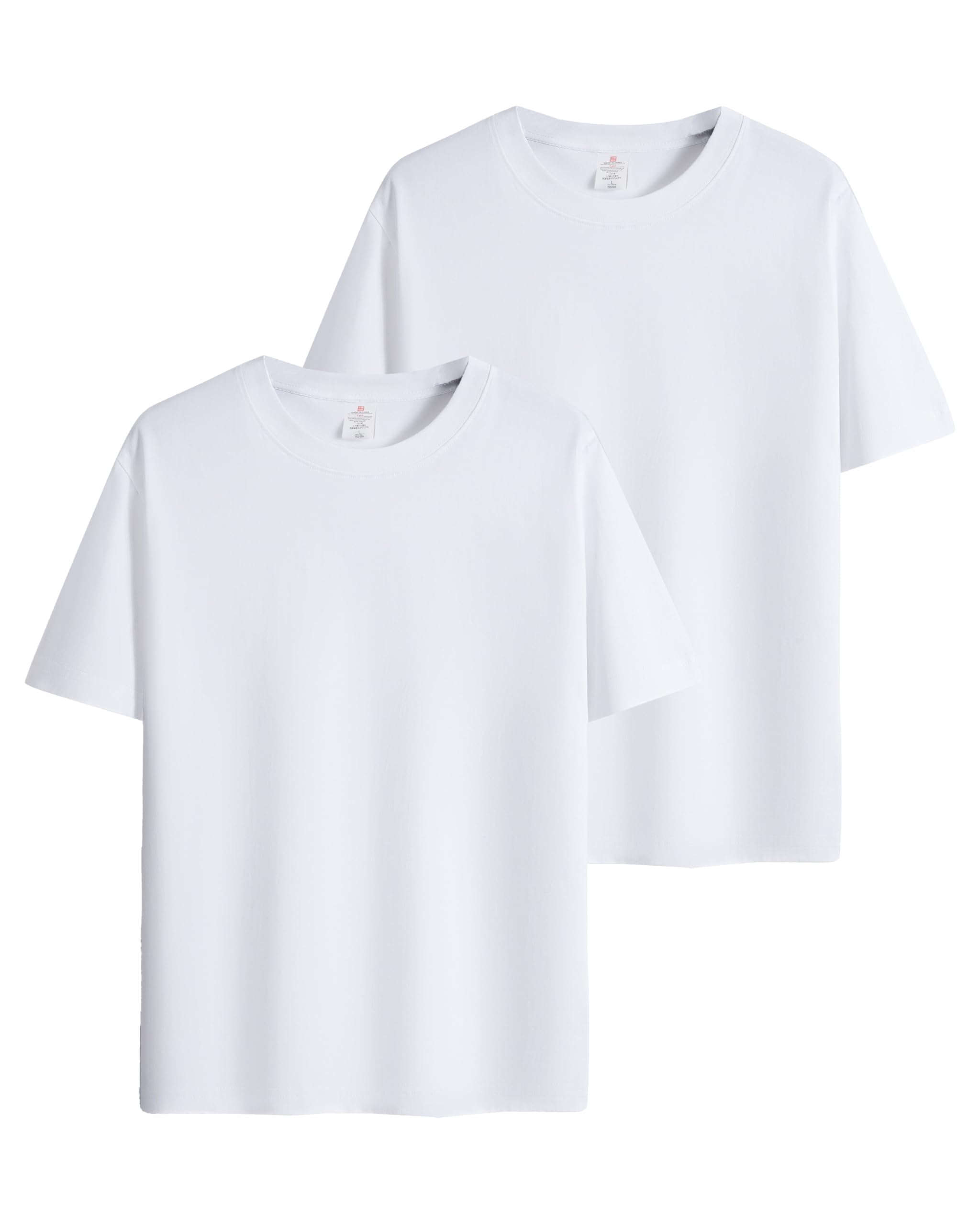 

Sukinana Short Sleeve Set of Loose Crew Solid Unisex Men s T-Shirts, 2, Heavyweight, High-Quality, 100% Cotton, Fit, Neck, Soft, Moisture-Wicking, білий