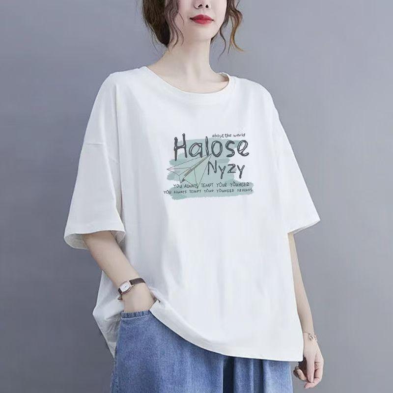 Cotton Apricot Color Short-sleeved T-shirt Women Summer New Loose Tops