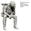 Tactical Equipment Sculpture 3D Printed Soldier Figurine Ornament, Sitting Statue, Desk Accessory Funny Tired for Table Shelf Edge Decor Miniature