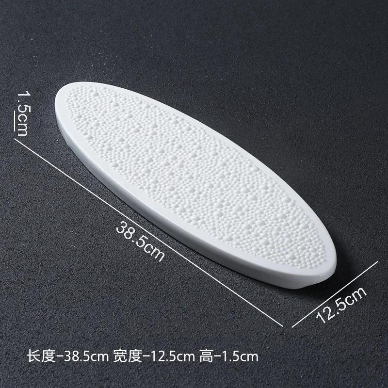 

Чисто-белая керамическая тарелка с точечным рисунком и бусинами, овальная тарелка для суши, тарелка для десерта, тарелка для закусок, блюдо для димсамов, креативная посуда для молекулярной кухни