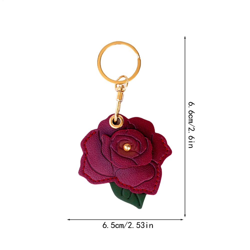Rose Keychain PU Leather Rose Fashion Purse Accessories Backpack Floral Pendants For Cell Phone Wallet Backpack Tote