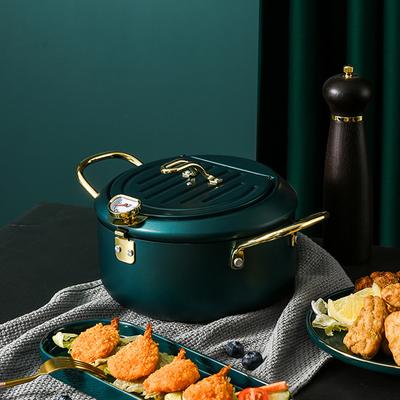Poêle à frire Tempura de style japonais avec couvercle et égouttoir