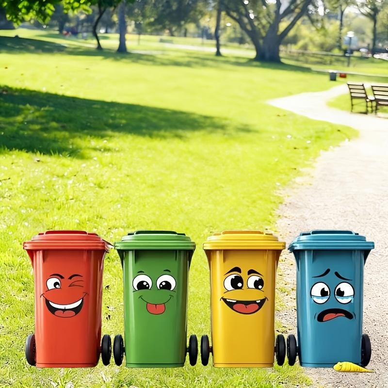 

4Pcs PVC 2D Printed Cartoon Stickers, Glossy Decals for Trash Can, Fun Theme Home Decor Sticker Set чёрный