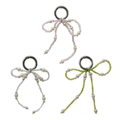 Décorations Porte-clés Nœud en Perles Pendentif Accroches Sac à Main Ornement Porte-clés Doux pour Femmes Filles