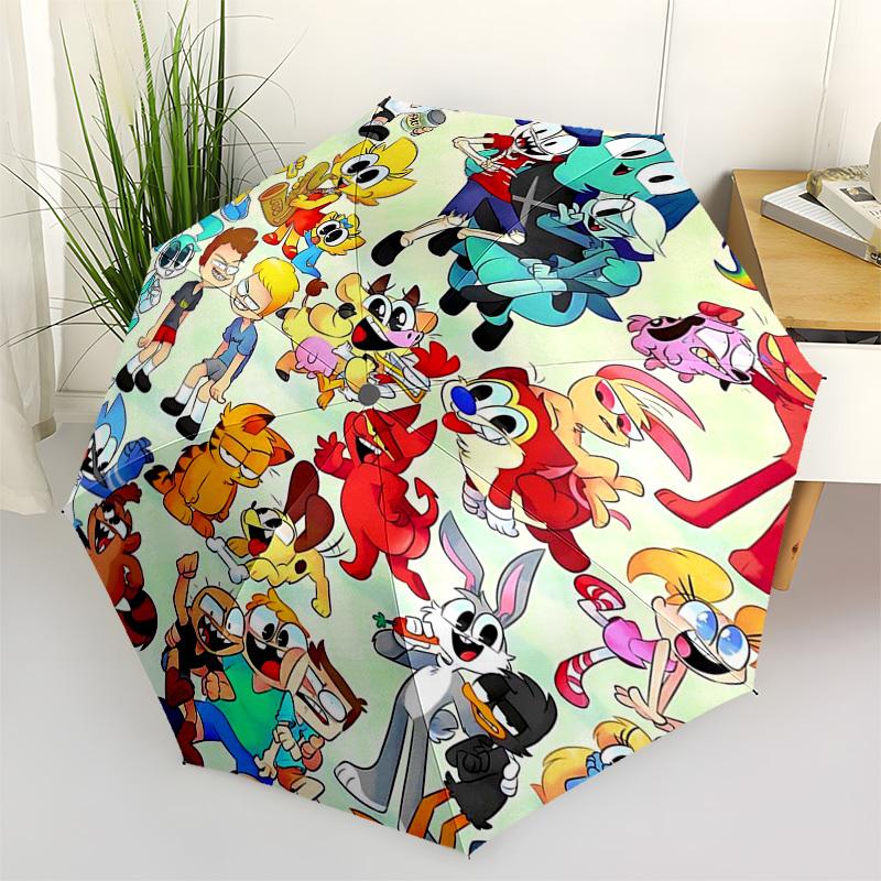 

1pc Convenient Folding Umbrella Featuring Cuphead, Garfield, and More! - Outdoor Gear with 8-Rib Iron Frame for Travelers and Fans Alike.N029