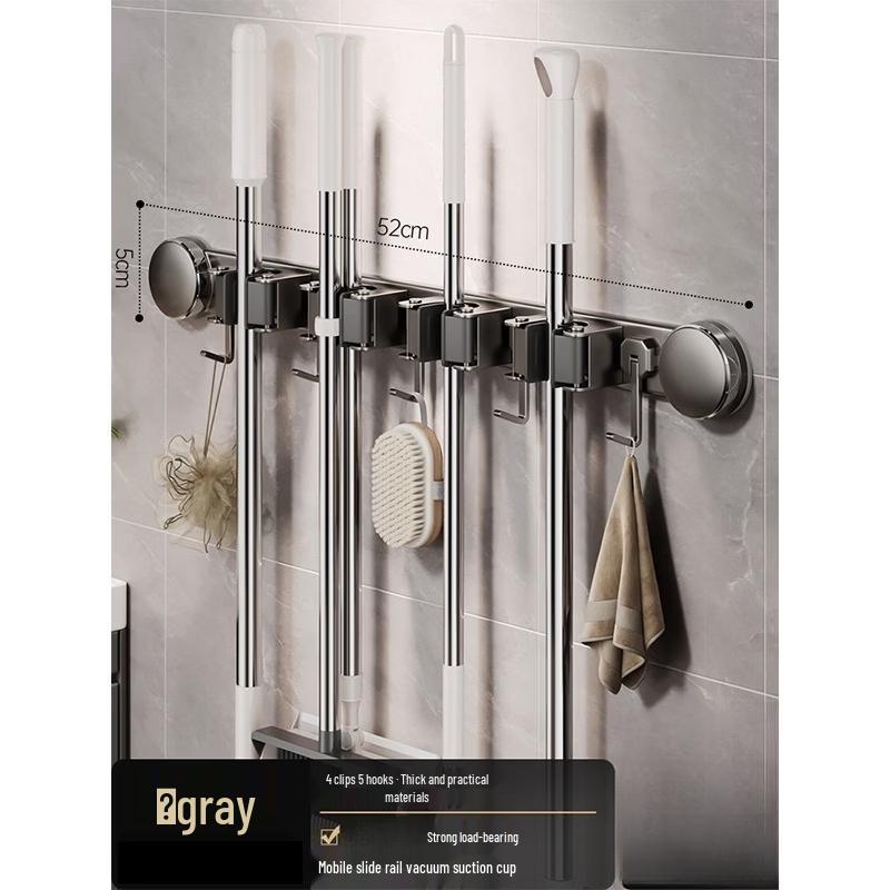 MDNG Adhesive Wall Mop and Broom Organizer
