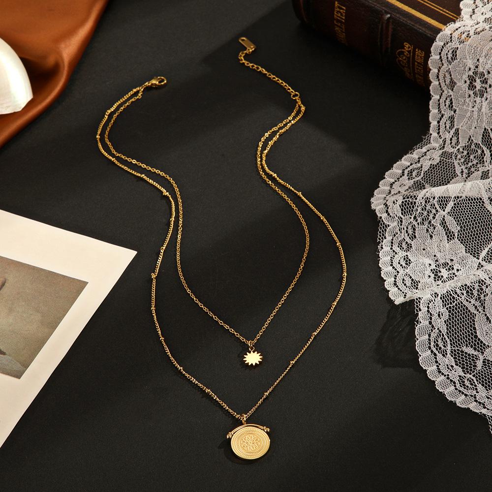 Fashion Double Layer Star Pendant Necklace 14K Gold Minimalist Design Versatile Women's Jewelry