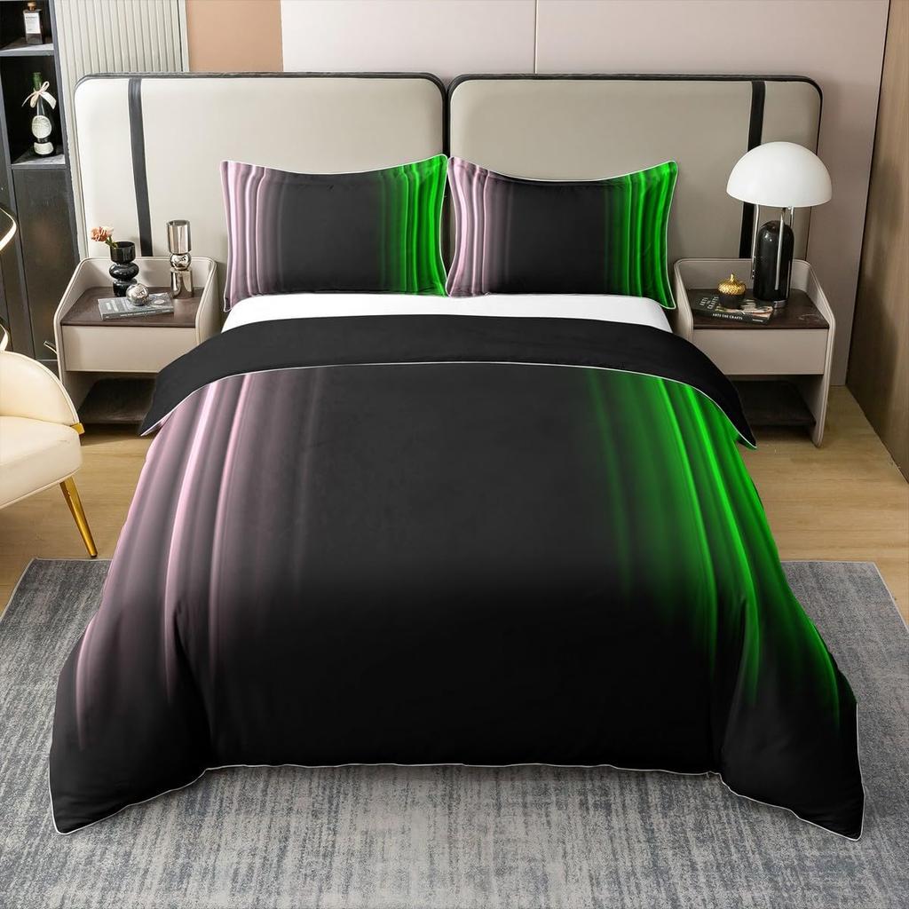 Colorful Gradient Duvet Cover Queen King Size Green Purple Cyan Bedding Set 3-Piece Set Suitable For Kids Boys Girls Teenagers