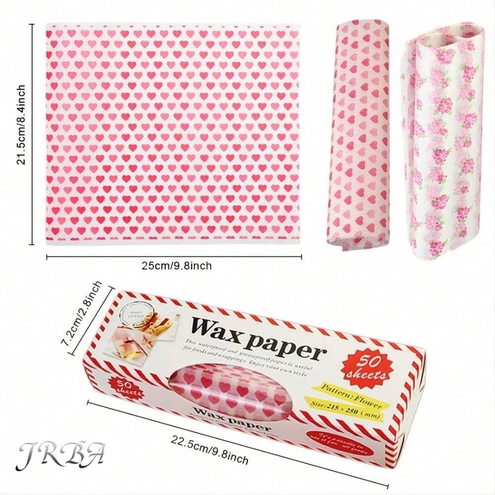 50Pcs Wax Paper Food Wrapping Paper Greaseproof Baking Soap Packaging Paper Sandwich Hamburger Food Candy Greaseproof Wax Paper