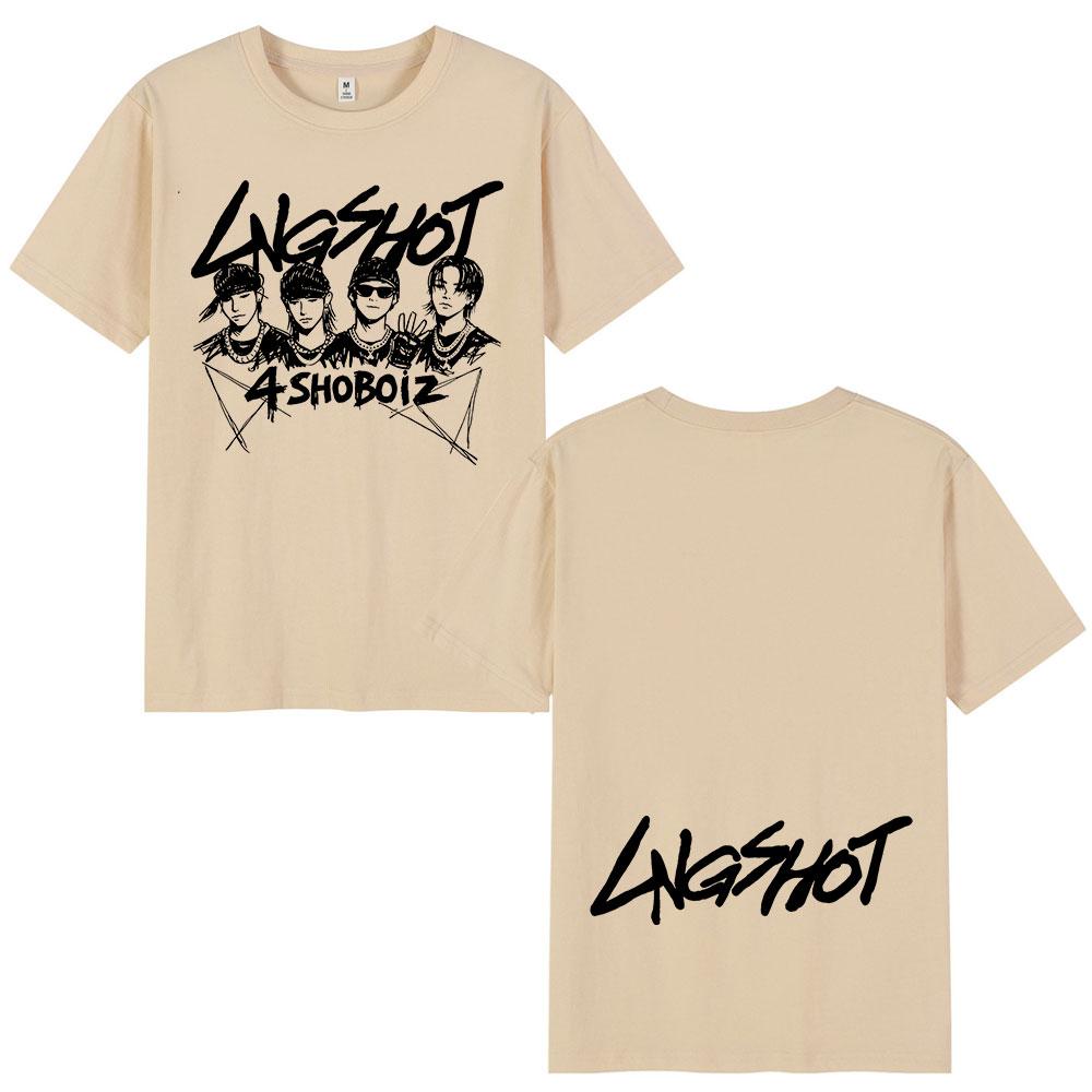Korean Kpop Hip Hop Group Lngshot Tshirt Summer UNISEXs Womens Harajuku Cotton Informal Tshirt Street Clothing
