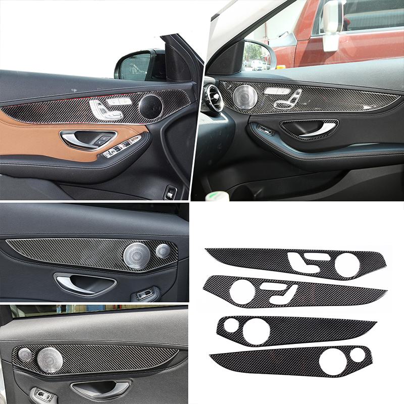 Soft Carbon Fiber For Mercedes Benz C GLC Class W205 2014- Interior Door Decoration Panel Cover Trims Car Accessories