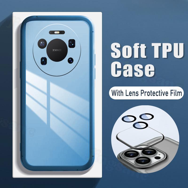 For Huawei Mate 80 Pro Case Camera Protection Semi Transparent Soft Silicone Shockproof with Lens Protector Films
