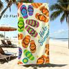 Hello Summer Colorful Flip Flop Pattern Beach Towel Quick Dry Microfiber Large Towel For Swimming Pool Beach Bath Outdoor