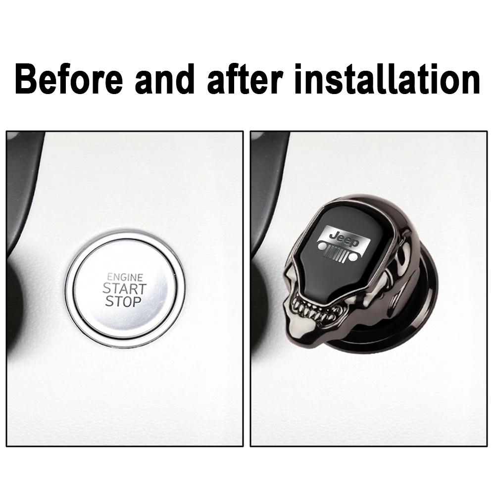 Metal Car Engine Start Stop Button Cover For Jeep Renegade Wrangler JK JL Grand Gladiator Anti-Scratch Protective Decor Cap ALZ1