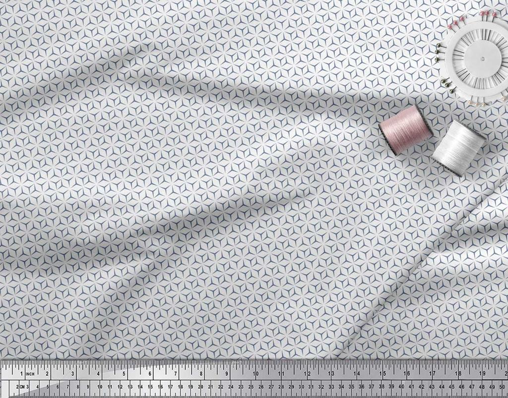 Soimoi Japan Crepe Satin Fabric Geometric Small Print Sewing Fabric Metre 42 Inch