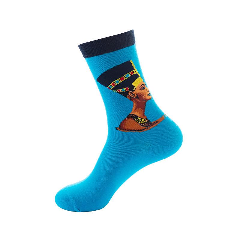 Oil painting medium tube socks European and American adult socks Women's trend stockings Men's autumn and winter cotton socks