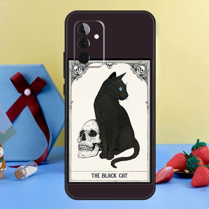 Black Cat Skull Goth Witch Case For Samsung Galaxy A13 A23 A33 A53 A73 A14 A24 A34 A54 A72 A52 A32 A12 A51 A71 A15 A25
