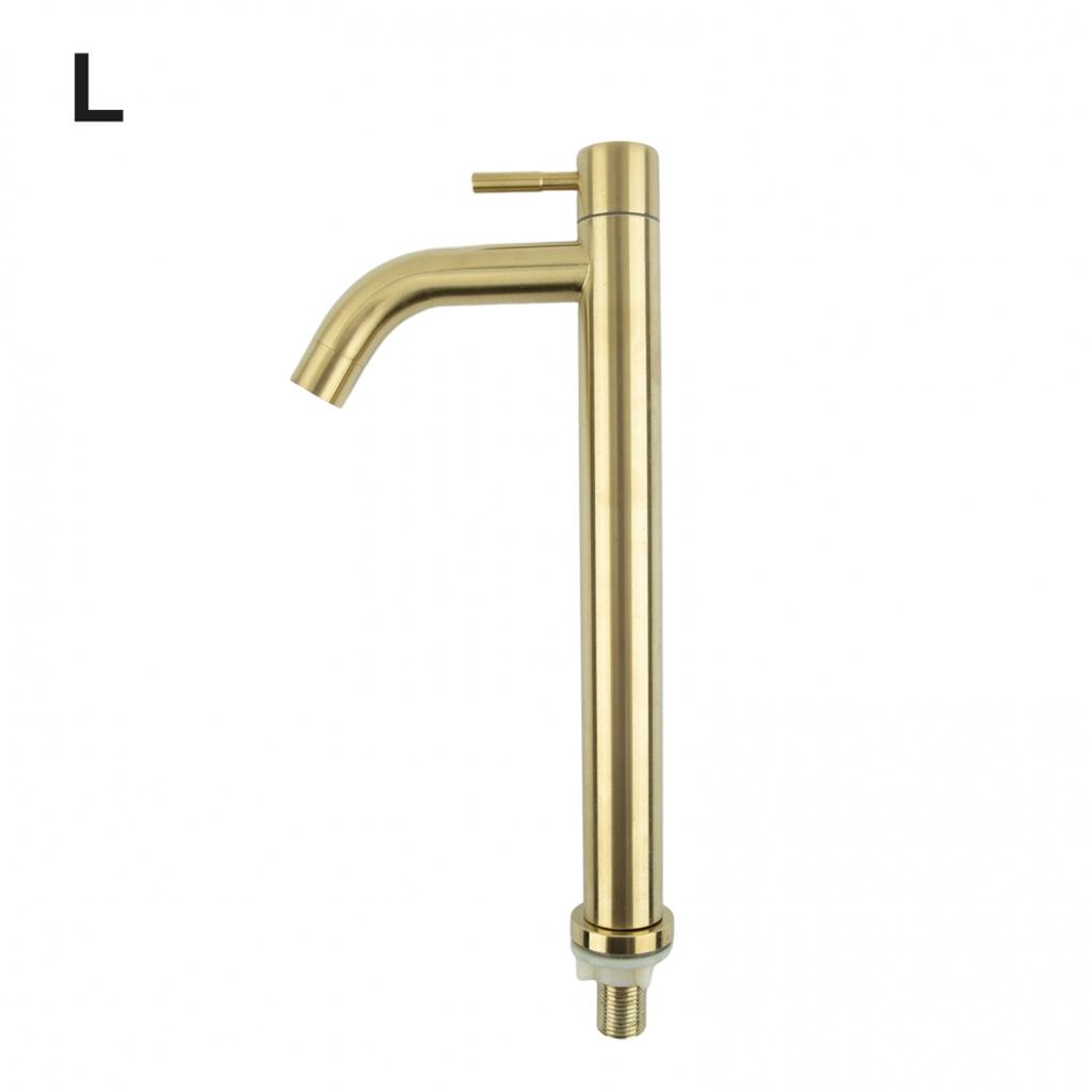 Brushed Gold Bathroom Basin Single Hole Cold Handle Shower Head Sink Faucet Bath