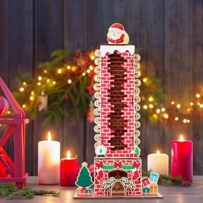 Weihnachts-Adventskalender aus Holz 24 Tage Dekorativ Sammelbar Feiertagsdekoration Tischaufsteller